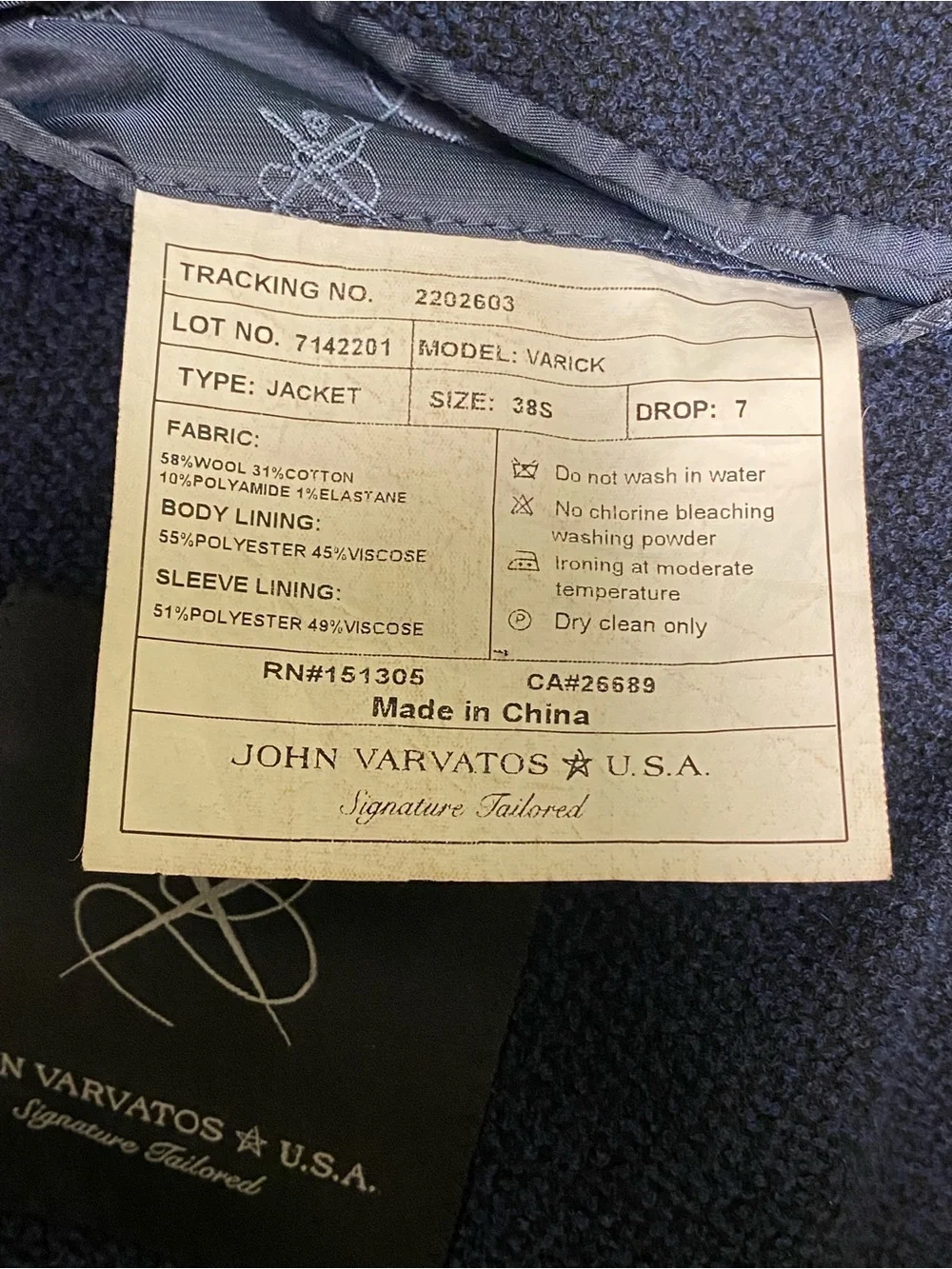 John Varvatos Navy Textured Two-Button Blazer